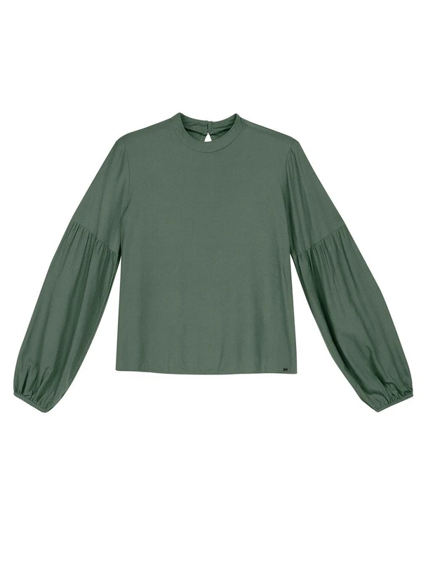 Marialícia - Blusa Feminina Manga Longa Bufante Verde 3