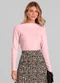 Dianna - Blusa Feminina Manga Longa Canelada Bege - variação: Rosa