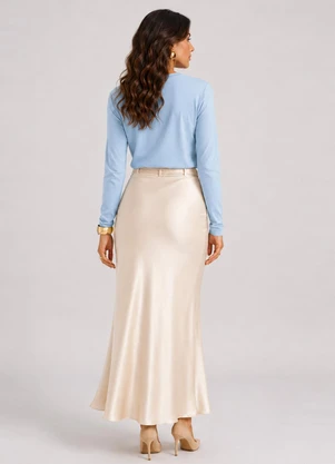 Infinita Cor - Blusa Feminina Manga Longa Decote V Azul - INFINITA COR