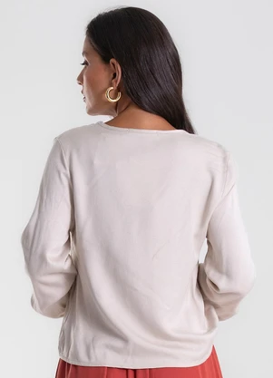Endless - Blusa Feminina Manga Longa Decote V Bege - ENDLESS