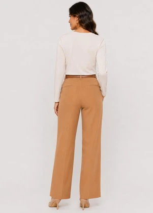Infinita Cor - Blusa Feminina Manga Longa Decote V Bege - INFINITA COR
