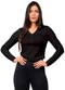 Cobertura - Blusa Feminina Manga Longa Decote V Bege - variação: Preto