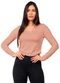 Cobertura - Blusa Feminina Manga Longa Decote V Bege - variação: Rosa