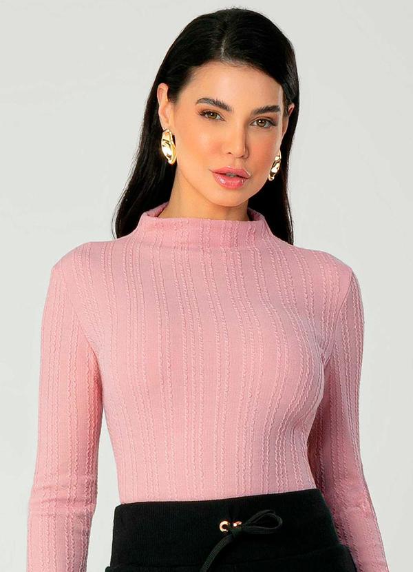 Gris - Blusa Feminina Manga Longa e Gola Alta Marrom