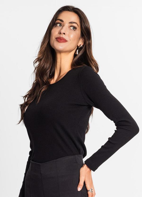 Endless - Blusa Feminina Manga Longa em Ribana Preto