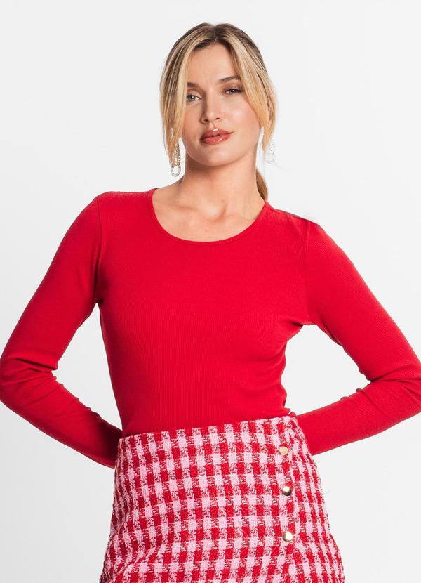Endless - Blusa Feminina Manga Longa em Ribana Vermelho