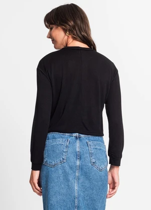Rovitex - Blusa Feminina Manga Longa em Visco Tricot Preto - ROVITEX