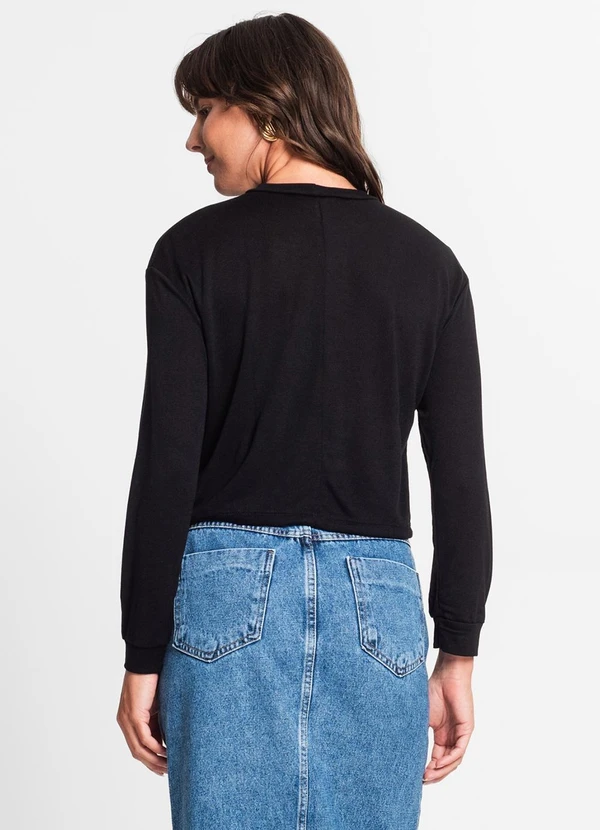 Rovitex - Blusa Feminina Manga Longa em Visco Tricot Preto 2
