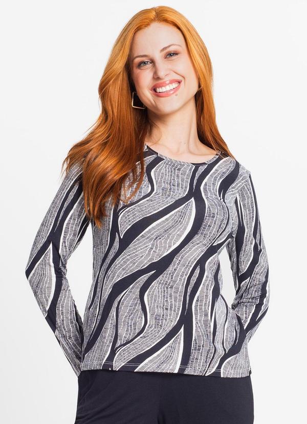 Rovitex - Blusa Feminina Manga Longa Estampada Bege