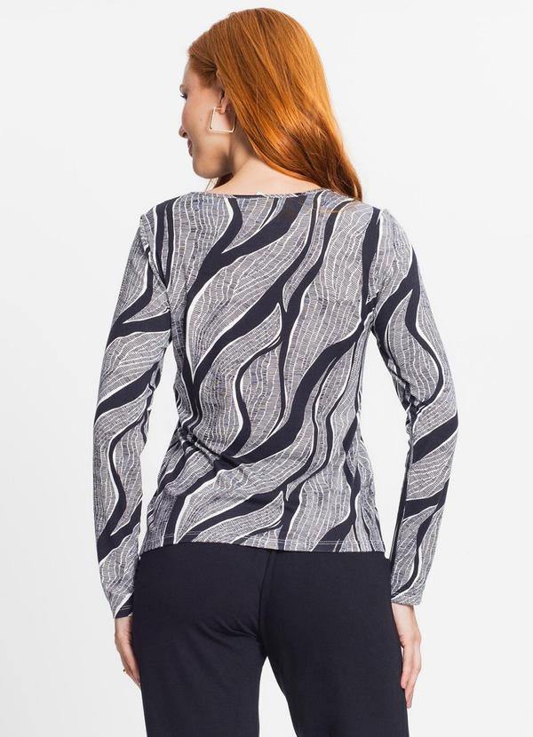 Rovitex - Blusa Feminina Manga Longa Estampada Bege 2