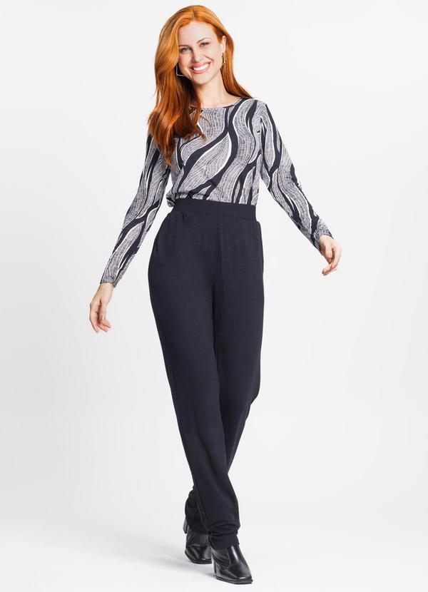 Rovitex - Blusa Feminina Manga Longa Estampada Bege 3