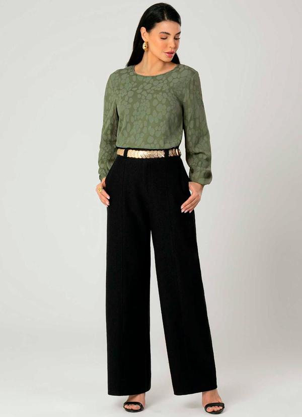 Gris - Blusa Feminina Manga Longa Estampada Verde 2