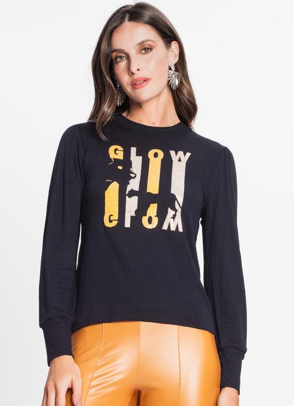 Rovitex - Blusa Feminina Manga Longa Glow Preto