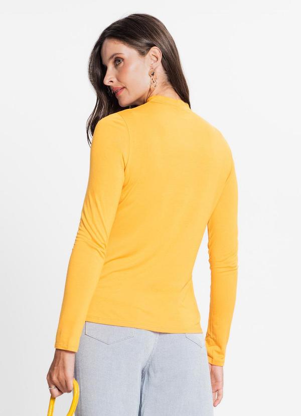 Rovitex - Blusa Feminina Manga Longa Gola Alta Amarelo 2