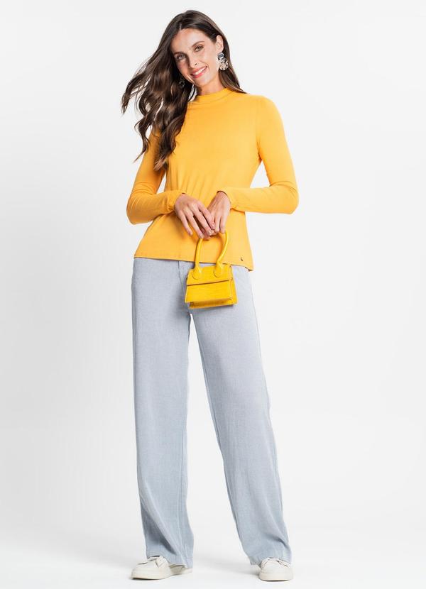 Rovitex - Blusa Feminina Manga Longa Gola Alta Amarelo 4