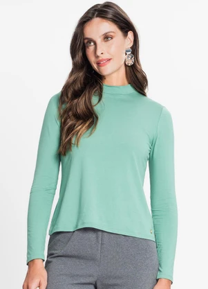 Rovitex - Blusa Feminina Manga Longa Gola Alta Verde - ROVITEX