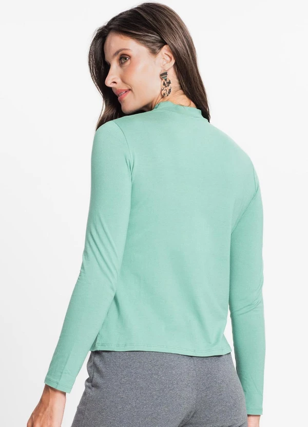 Rovitex - Blusa Feminina Manga Longa Gola Alta Verde 2
