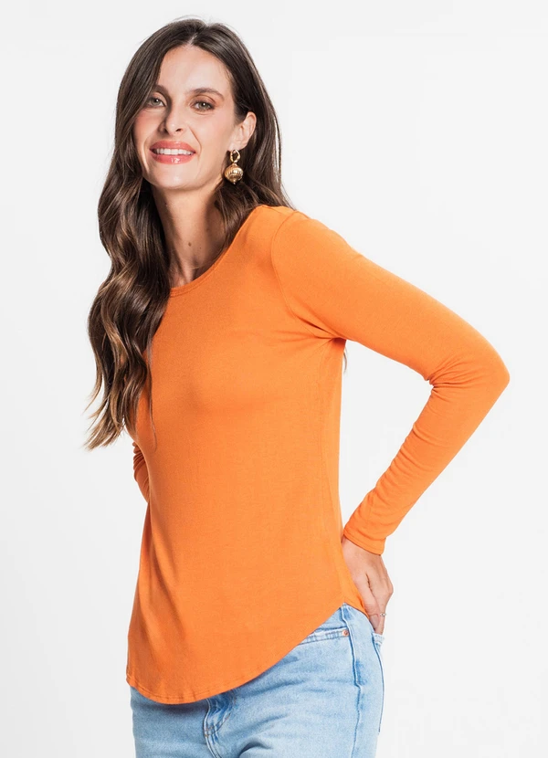 Rovitex - Blusa Feminina Manga Longa Laranja