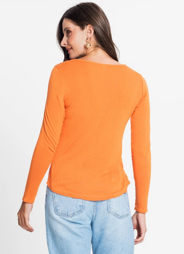 Rovitex - Blusa Feminina Manga Longa Laranja 2