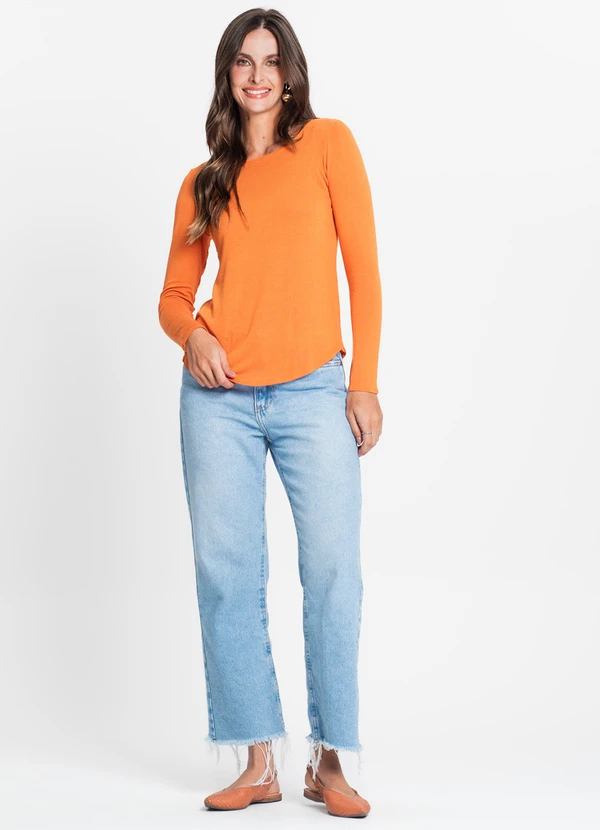Rovitex - Blusa Feminina Manga Longa Laranja 3