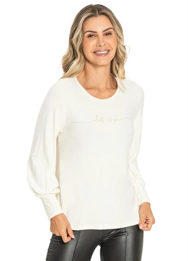 Rovitex - Blusa Feminina Manga Longa Let It Be Bege
