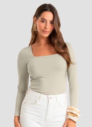 Dianna - Blusa Feminina Manga Longa Poliamida Bege - DIANNA