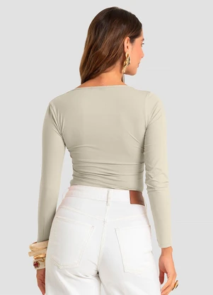Dianna - Blusa Feminina Manga Longa Poliamida Bege - DIANNA