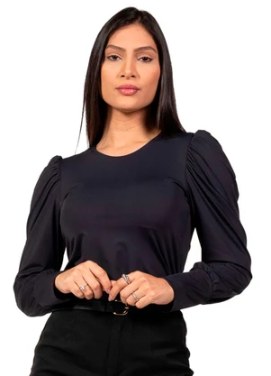 Cobertura - Blusa Feminina Manga Longa Poliamida Preto - COBERTURA