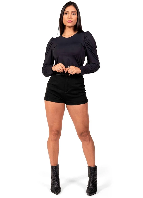 Cobertura - Blusa Feminina Manga Longa Poliamida Preto 2