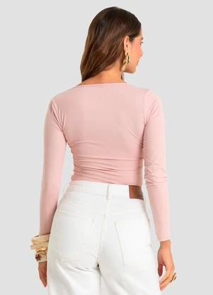 Dianna - Blusa Feminina Manga Longa Poliamida Rosa - DIANNA
