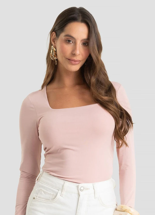 Dianna - Blusa Feminina Manga Longa Poliamida Rosa