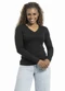 Cobertura - Blusa Feminina Manga Longa Preto - variação: Preto