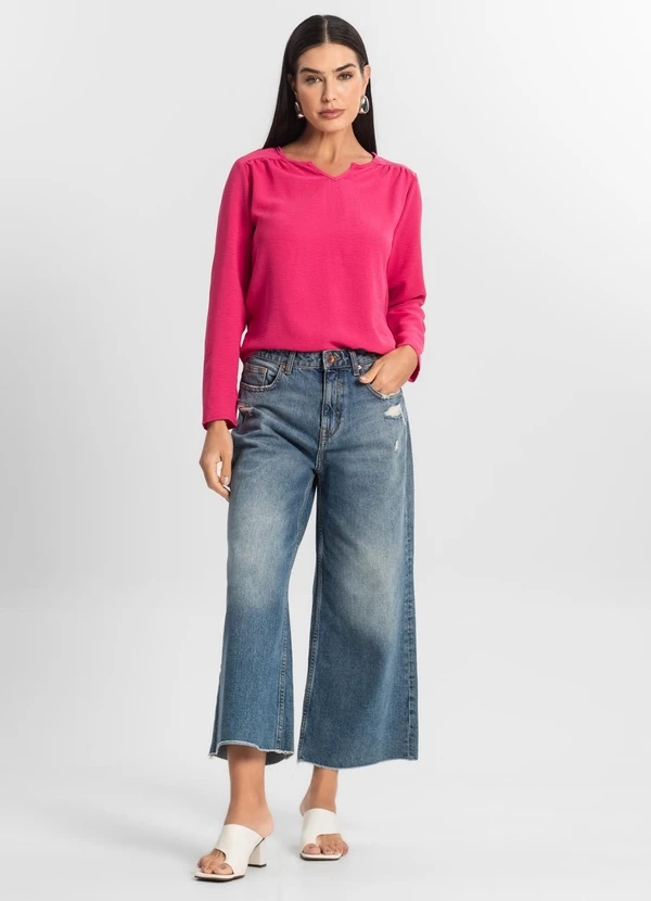 Rovitex - Blusa Feminina Manga Longa Rosa