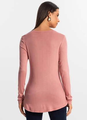 Rovitex - Blusa Feminina Manga Longa Rosa - ROVITEX