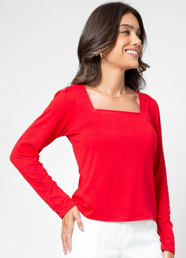Rovitex - Blusa Feminina Manga Longa Rovitex Vermelho
