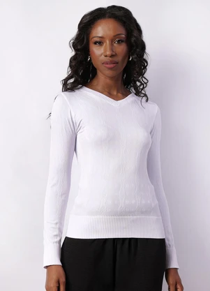 Torra - Blusa Feminina Manga Longa sem Costura Branca - TORRA
