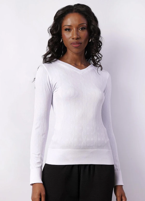 Torra - Blusa Feminina Manga Longa sem Costura Branca