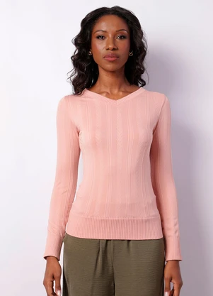 Torra - Blusa Feminina Manga Longa sem Costura Rosa - TORRA