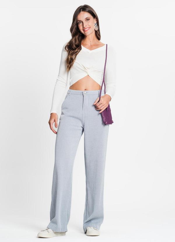 Rovitex - Blusa Feminina Manga Longa Transpassada Bege 3