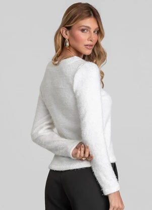 Dianna - Blusa Feminina Manga Longa Tricot Felpudo Bege - DIANNA