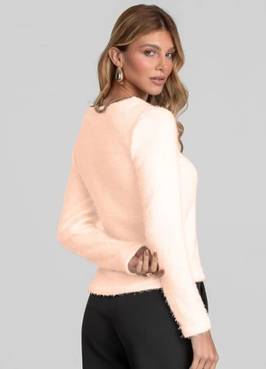 Dianna - Blusa Feminina Manga Longa Tricot Felpudo Rosa - DIANNA
