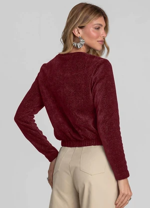 Dianna - Blusa Feminina Manga Longa Tricot Shine Vermelho - DIANNA