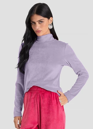 Dianna - Blusa Feminina Manga Longa Veludo Cotele Roxo - DIANNA