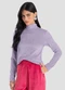 Dianna - Blusa Feminina Manga Longa Veludo Cotele Preto - variação: Roxo