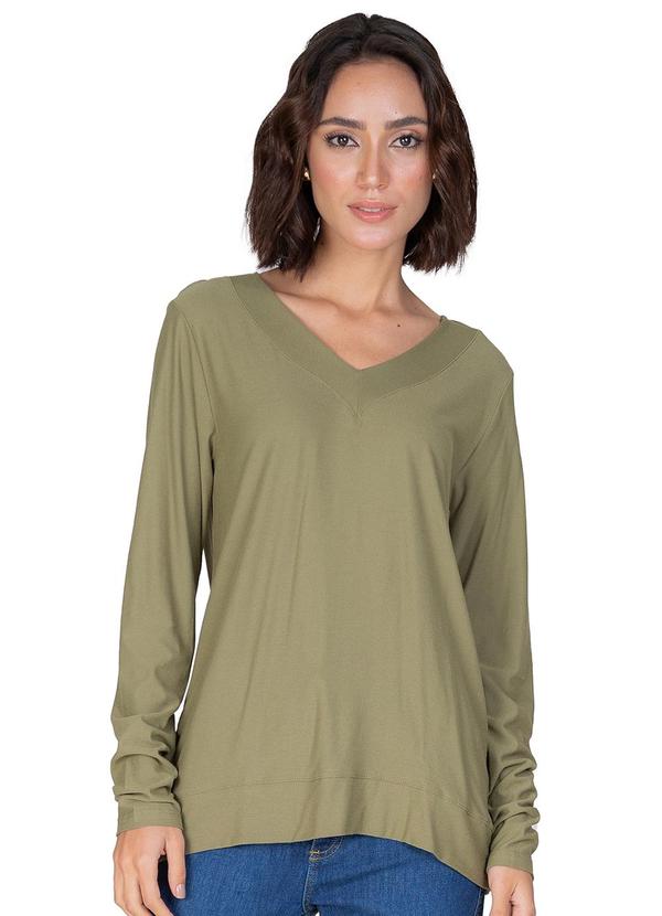 Infinita Cor - Blusa Feminina Manga Longa Verde