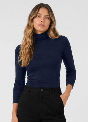 Dianna - Blusa Feminina Manga Longa Visco Premiere Azul - DIANNA