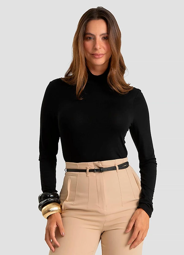 Dianna - Blusa Feminina Manga Longa Visco Premiere Preto