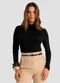 Dianna - Blusa Feminina Manga Longa Visco Premiere Bege - variação: Preto