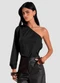 Dianna - Blusa Feminina Manga Única em Tricoline Preto - variação: Preto