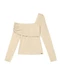 Marialícia - Blusa Feminina Ombro Só com Franzido Bege - variação: Bege